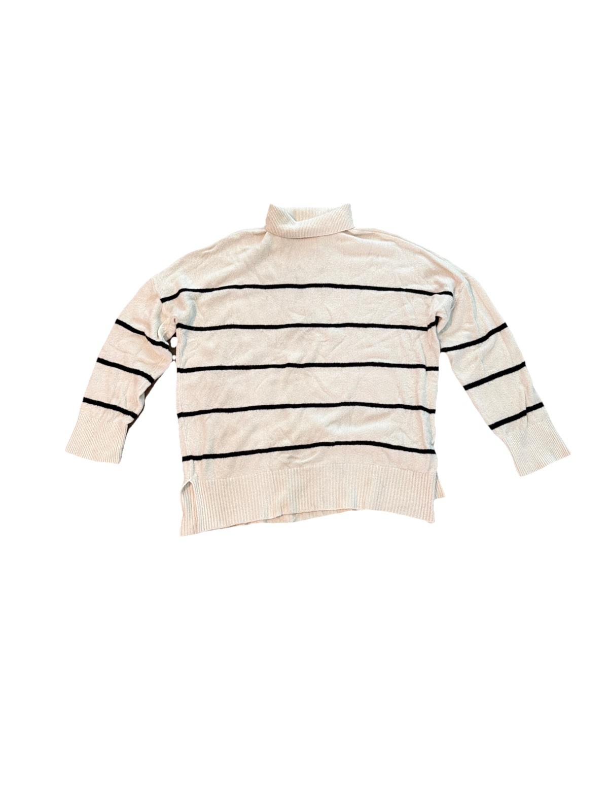Abercrombie & Fitch Cream Black Stripe Turtleneck Sweater Size M