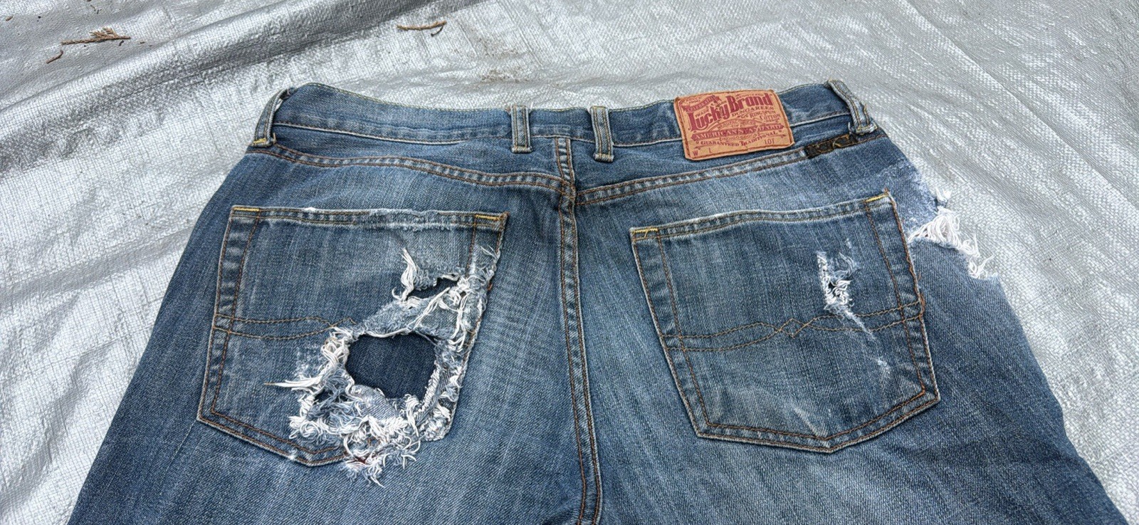 Polo Ralph Lauren Mens Distressed Light Wash Straight Leg Denim Jeans Blue