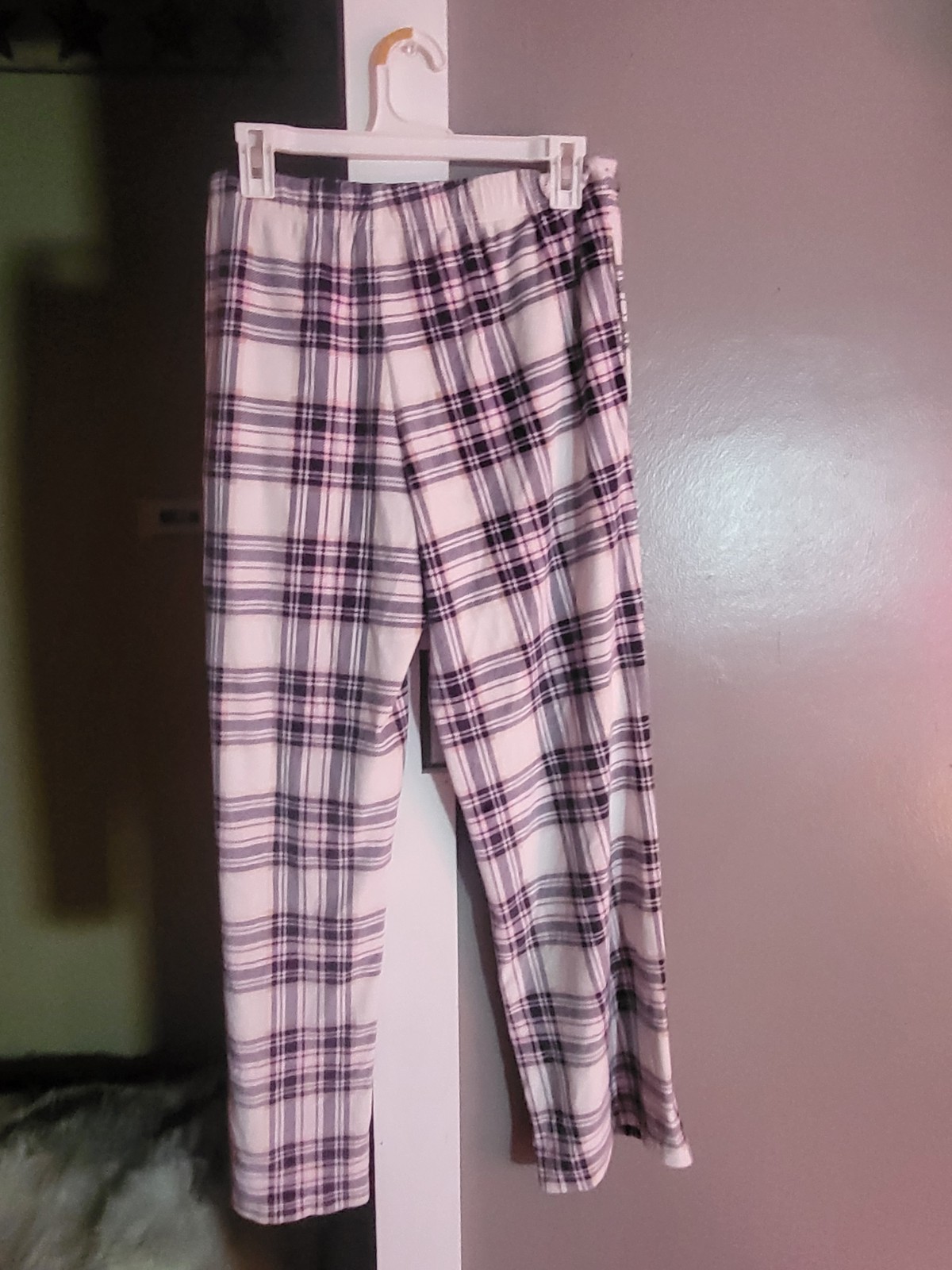 JOYSPUN Plaid Pajama Pants Women M (8-10) Pink Black White