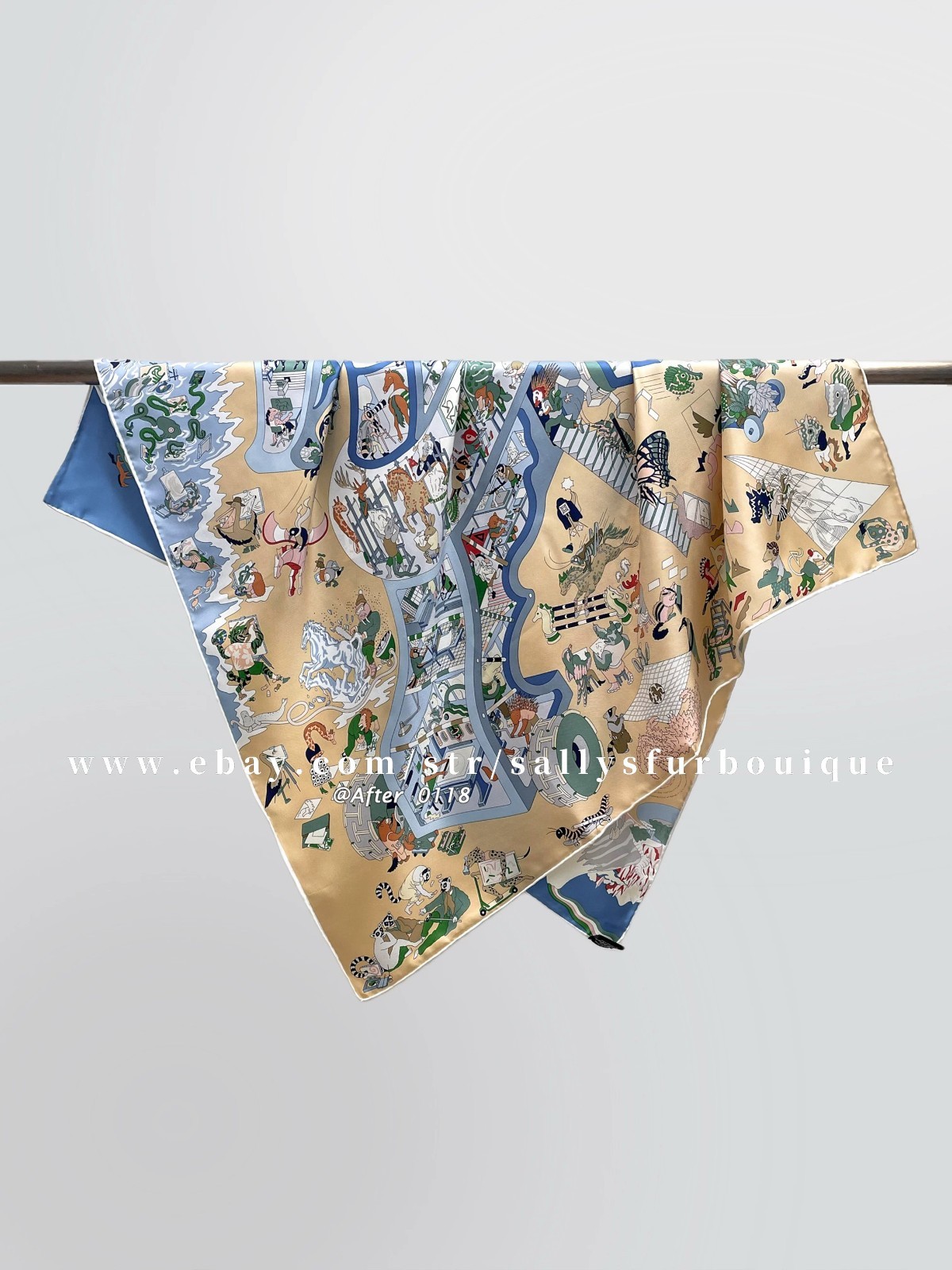 Sallys Heavy 18 Momme Twill Silk Wrap Scarf Horse Print Double Face Shawl 35″