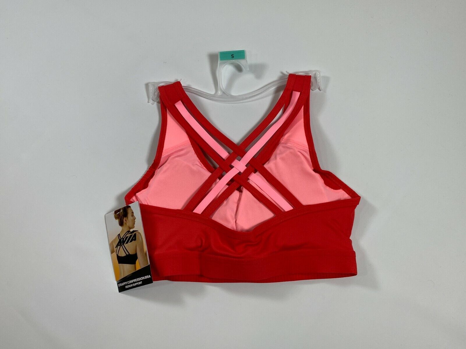 Womens Avia Begonia Pink Strappy Compression/Sports Bra Large L NEW! NWT