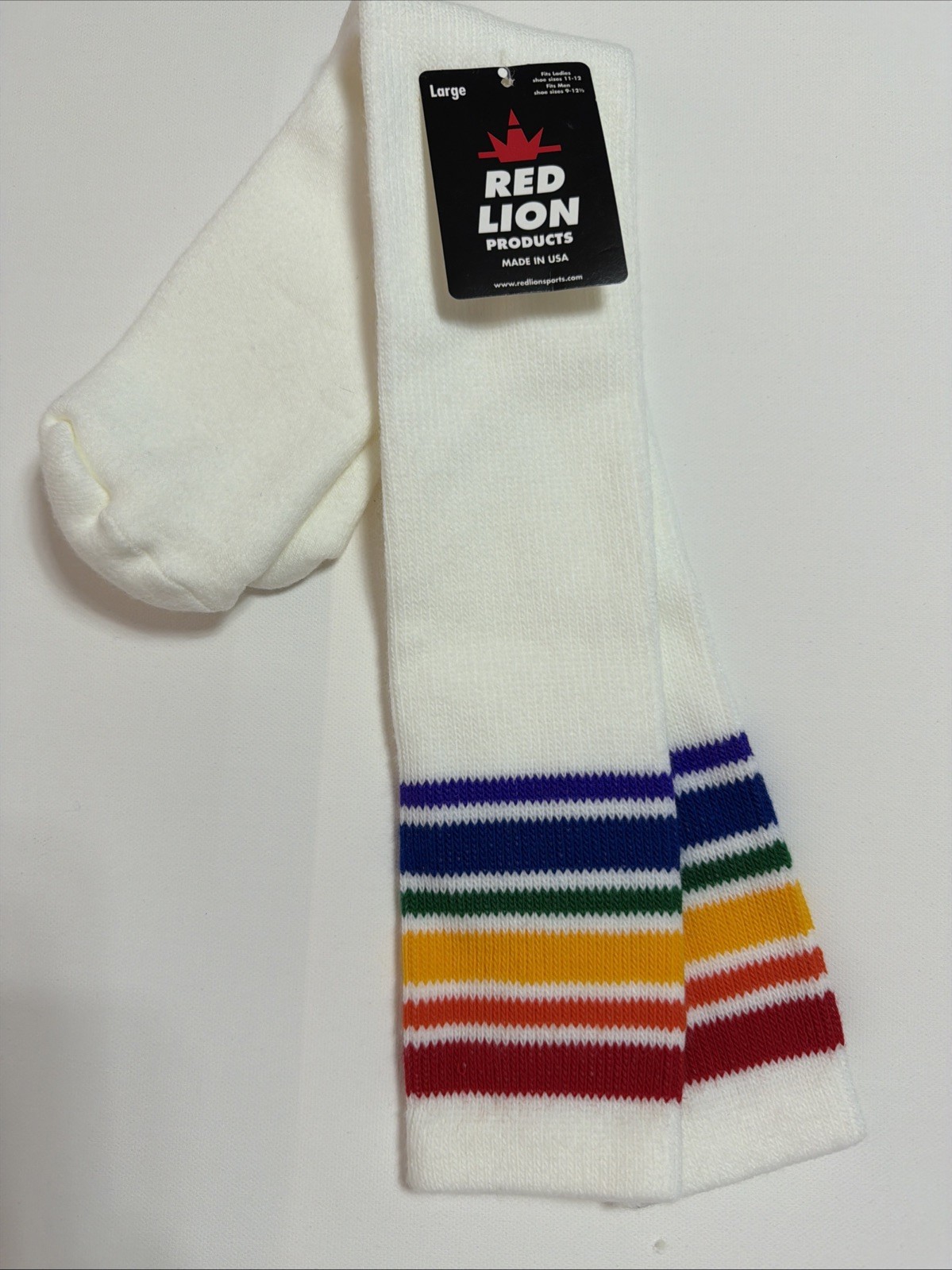 VTG Rainbow Tube Socks Orlon Acrylic 1980s 10-13 Gay Pride NOS Unisex 90s.