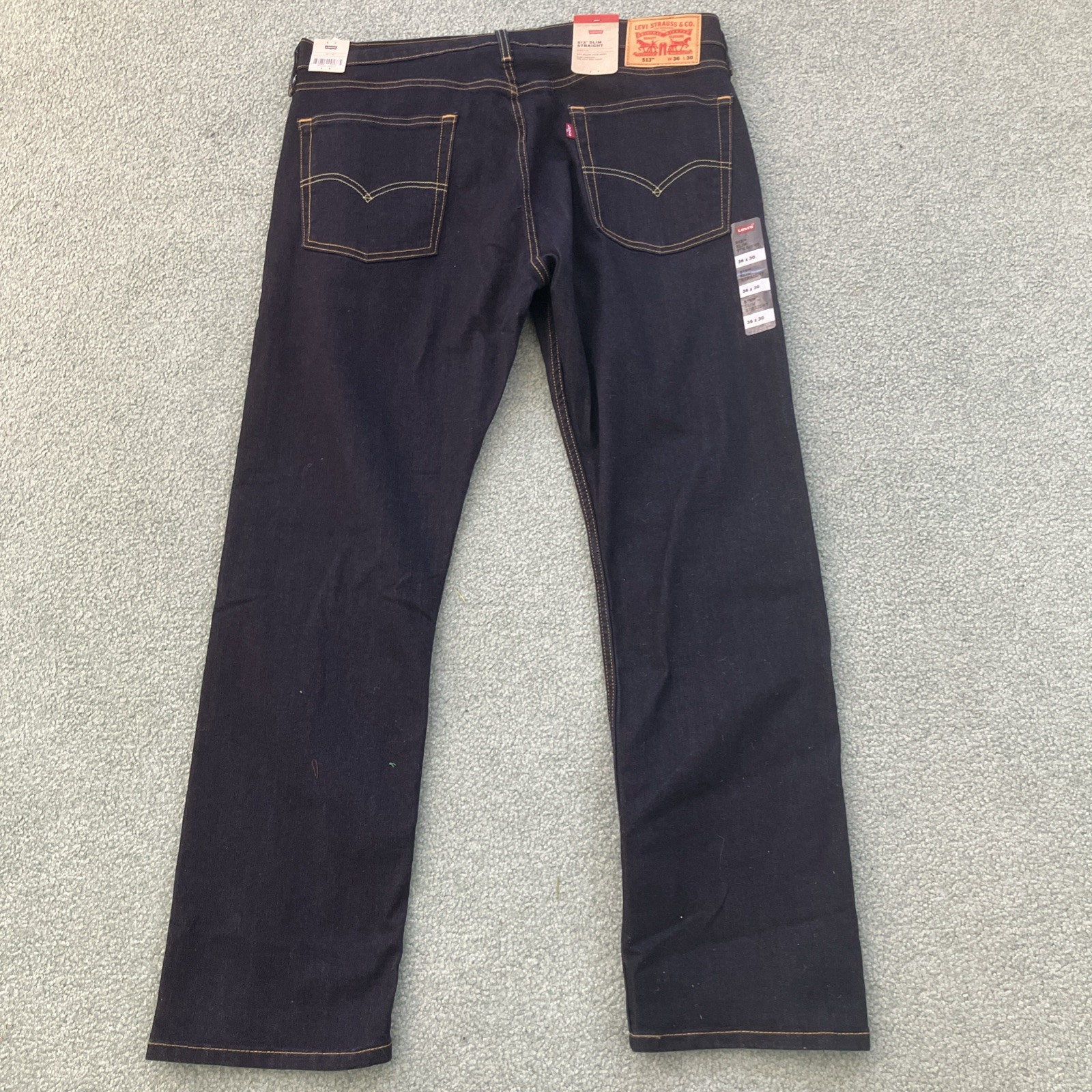 NWT Men’s Levi’s 513 Slim Stretch Straight Dark Wash Blue Jeans Size 36”x30”