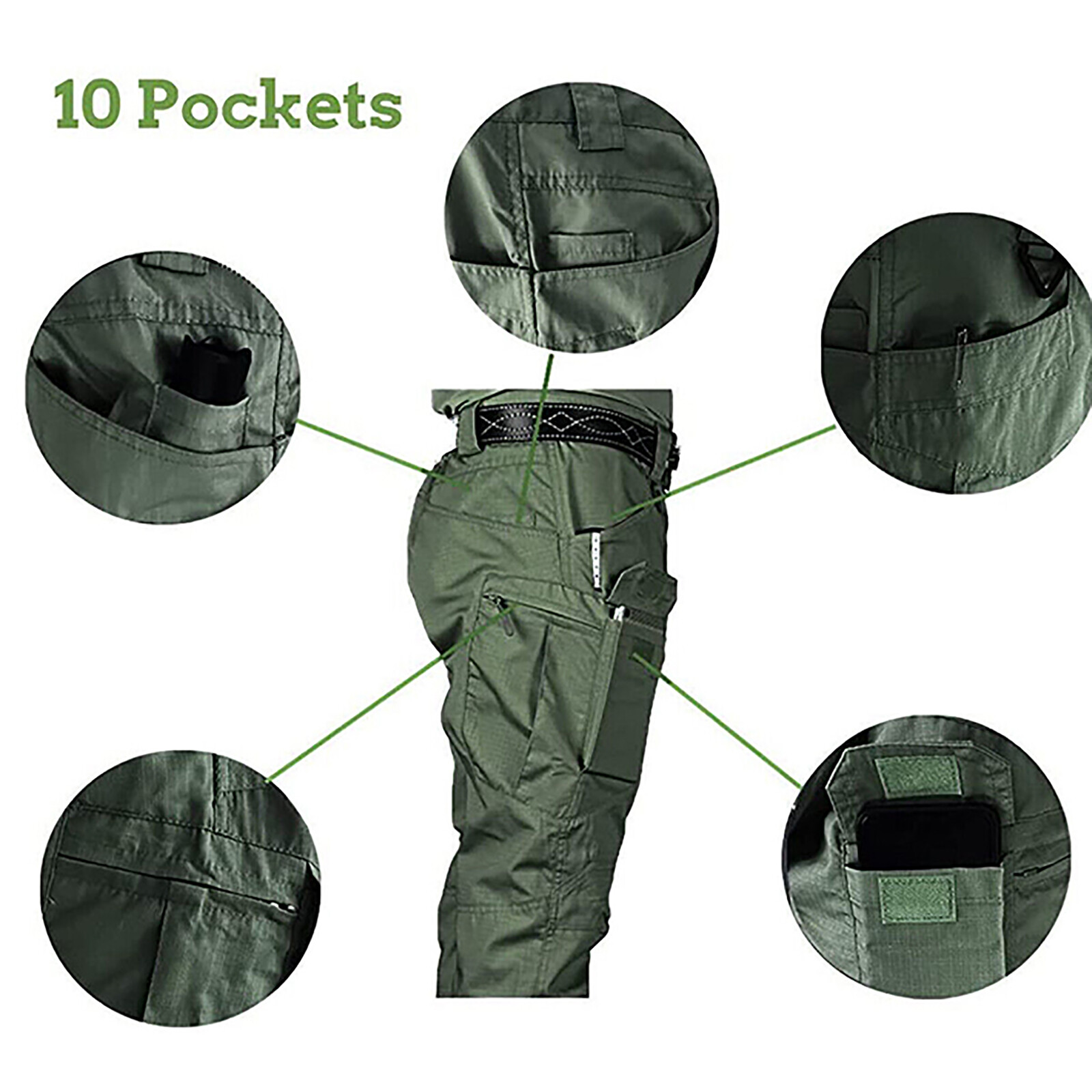 Mens Cargo Pants Tactical Waterproof Work Outdoor Hiking Combat Trousers US