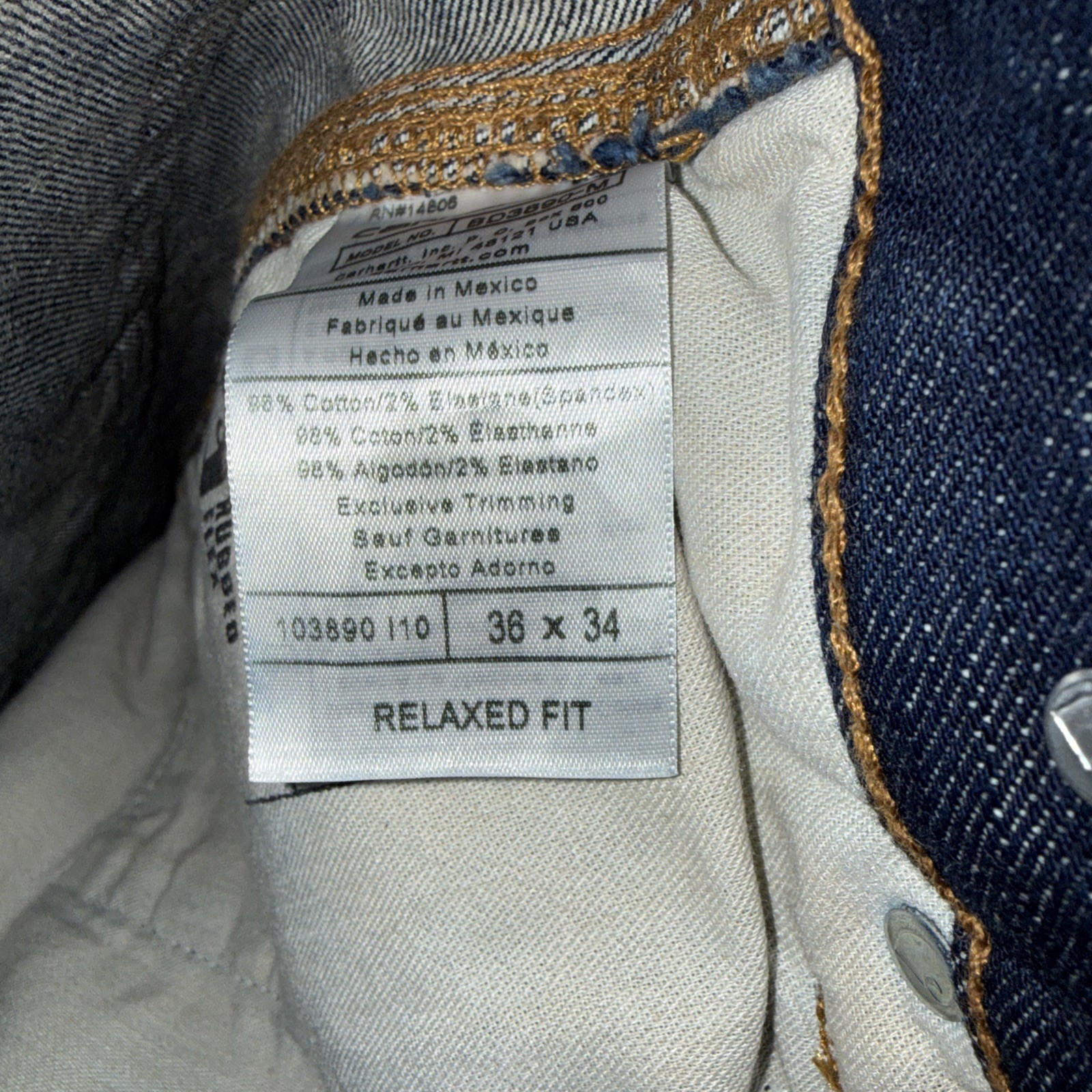 Carhartt Double Knee Rugged Flex Relaxed Fit Logger 103890-l10 Denim 36×34