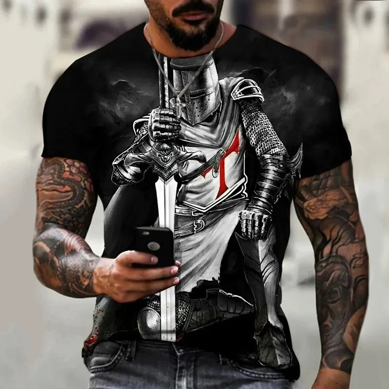 Knights Templar T-Shirt Men’s Christian Warrior Crusader Cross 3D Printed