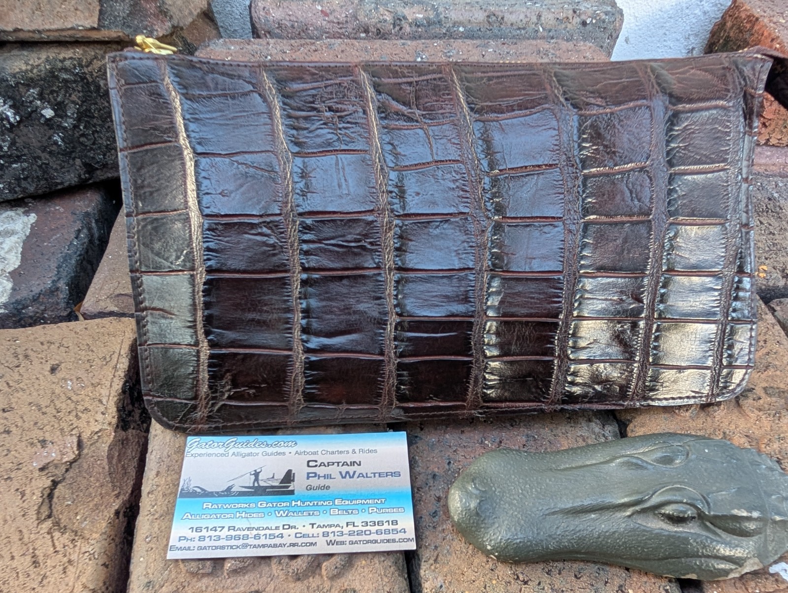 Wild Alligator Ladies Evening Clutch Purse Wallet Bag gator swamp leather JY69