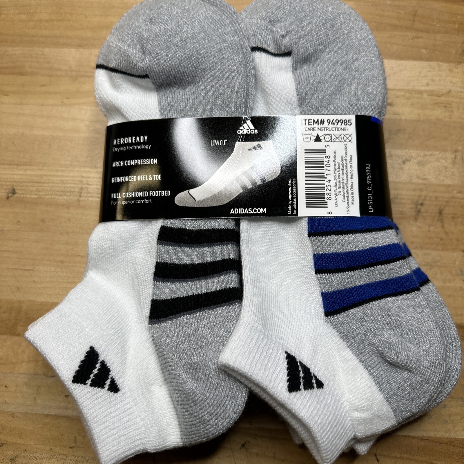 6 Pairs Adidas Men’s Cushioned Low Cut Ankle Socks White 6-12 NEW