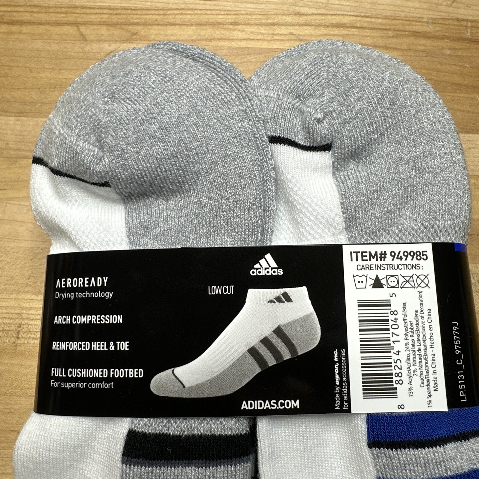 6 Pairs Adidas Men’s Cushioned Low Cut Ankle Socks White 6-12 NEW