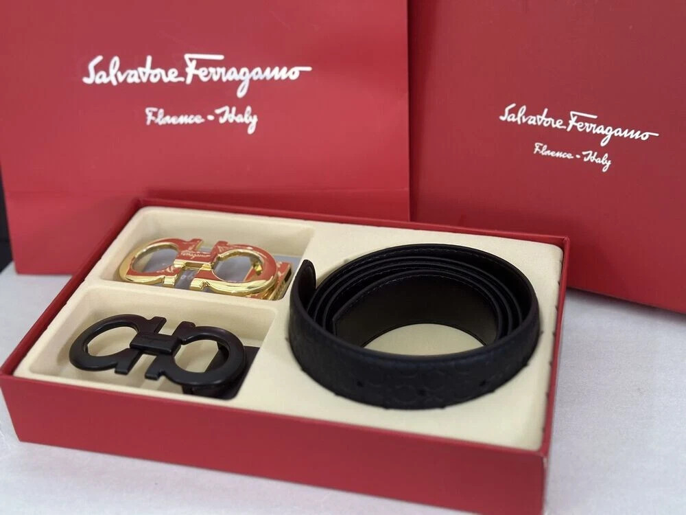 Salvatore Ferragamo Men’s Leather Belt Exquisite Italian Craftsmans Luxury Gift