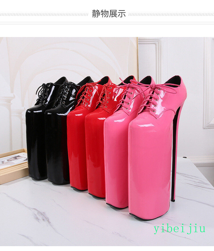 Womens High Heel Platform Shiny Leather Stage Shoes Cross Dresser Nightclub Sexy