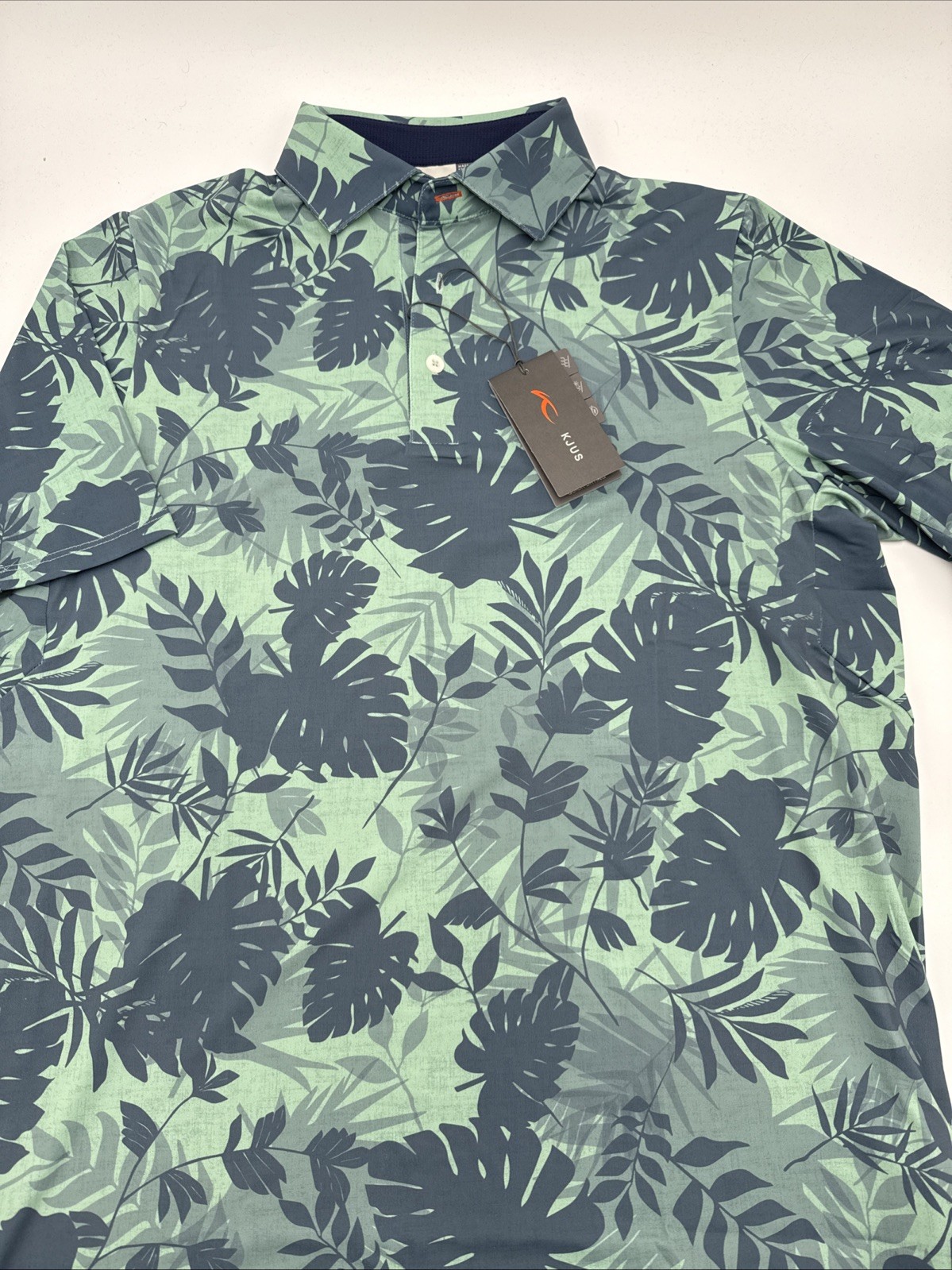 $80 KJUS Men’s Golfer Polo Shirt – Mineral/Steel Blue – Size 52/Large – New Tag