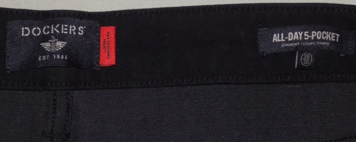 DOCKERS Men’s All-Day 5-Pocket Straight Fit Pants All Seasons Tech Black 36X30