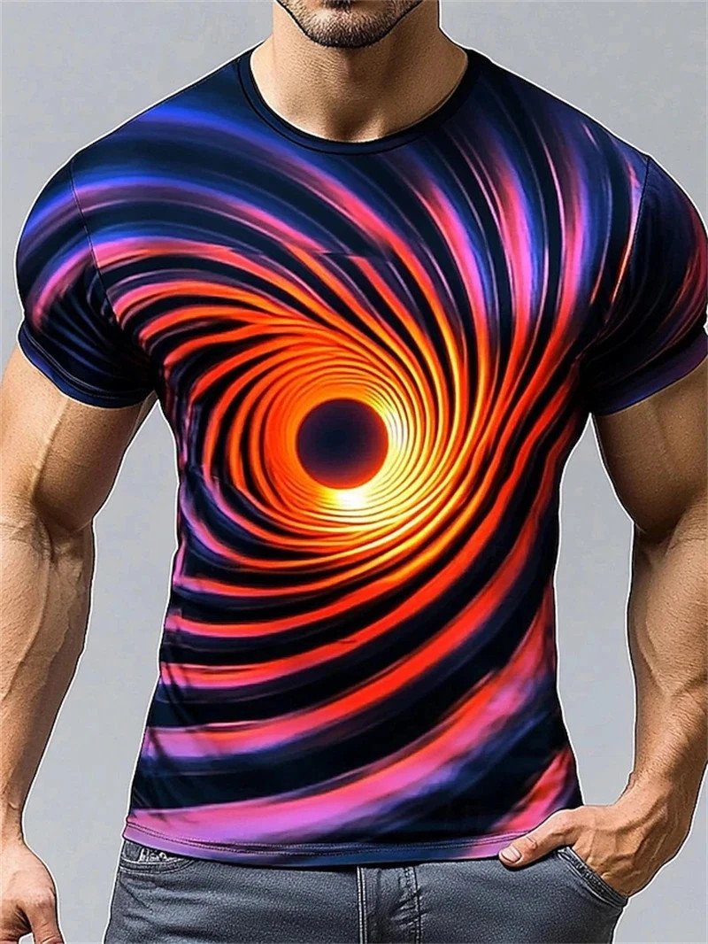Funny Optical Illusion Graphic T Shirt For Men 3D Printed Art Abstract.