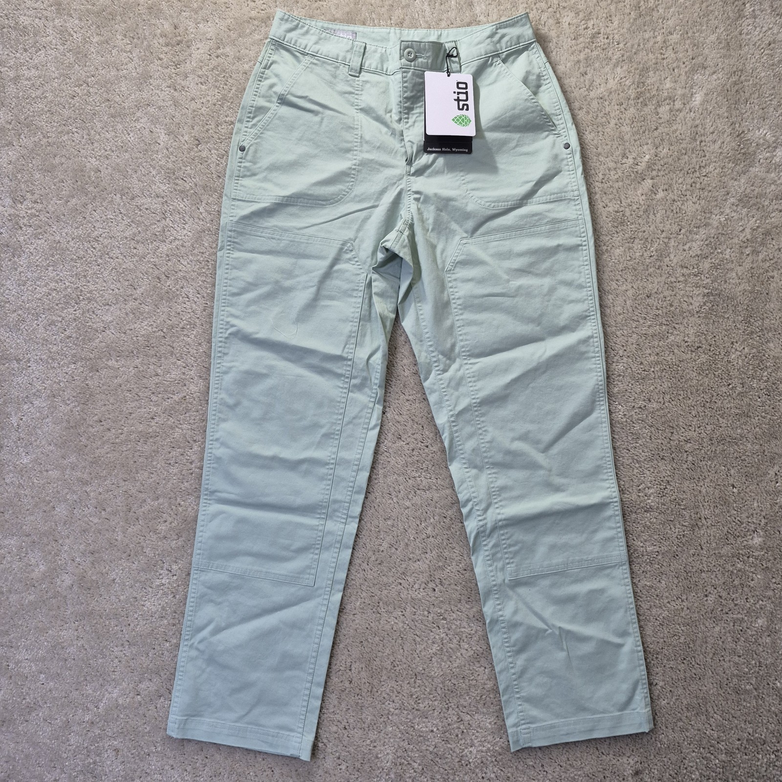 Stio Rivet Cord Twill Carpenter Pants Womens 10 Green Double Knee Outdoor