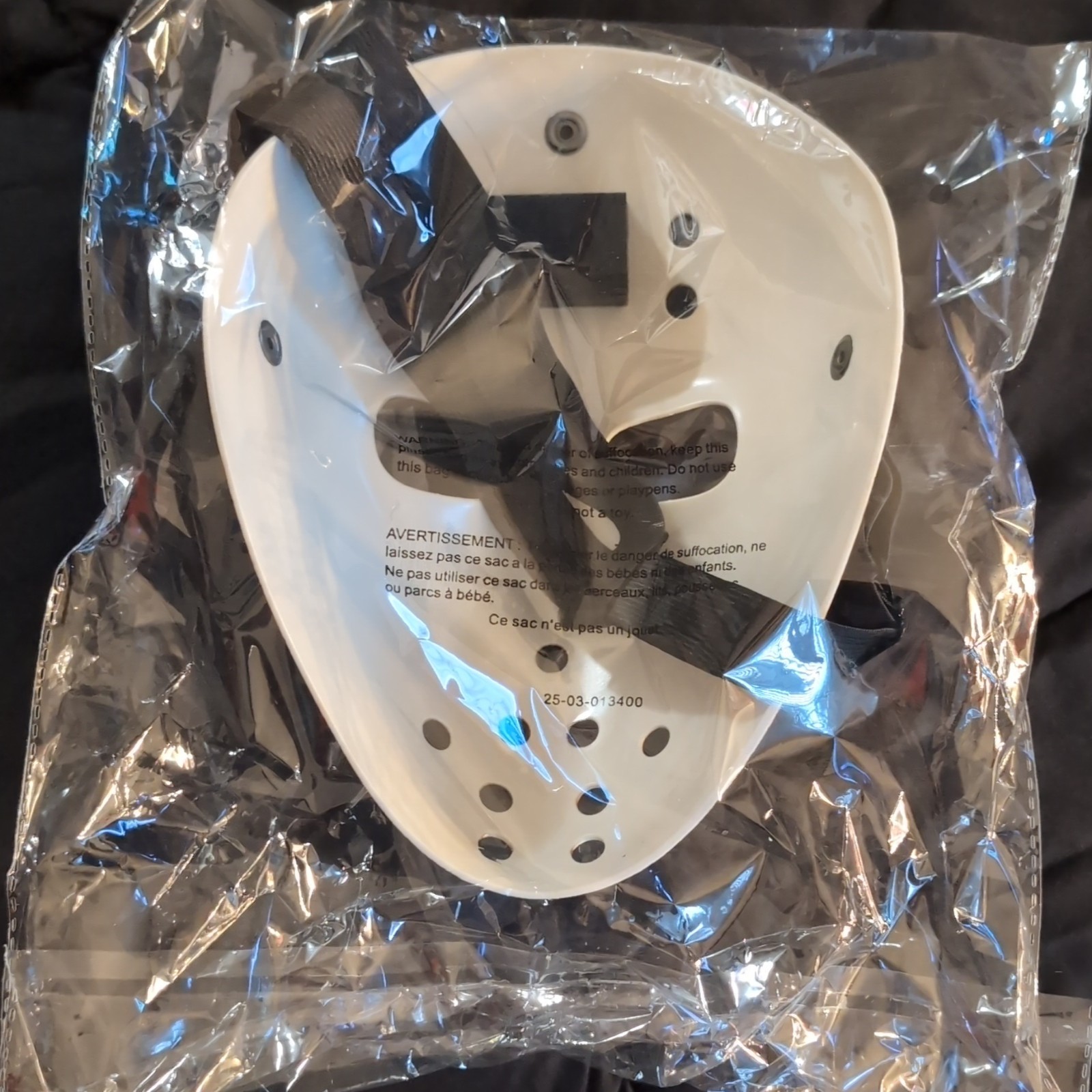 White Hockey Style Face Mask Adjustable Black Straps Adult Halloween Horror