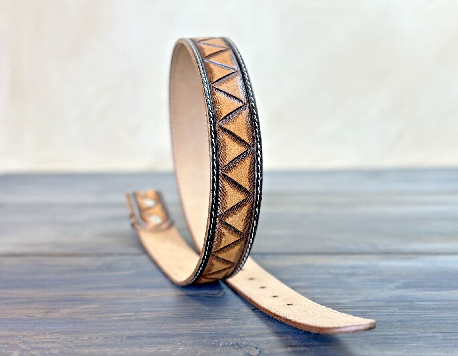Western Belt Handmade Strap Men’s Full Grain Leather No Buckle Cowboy Rodeo Belt