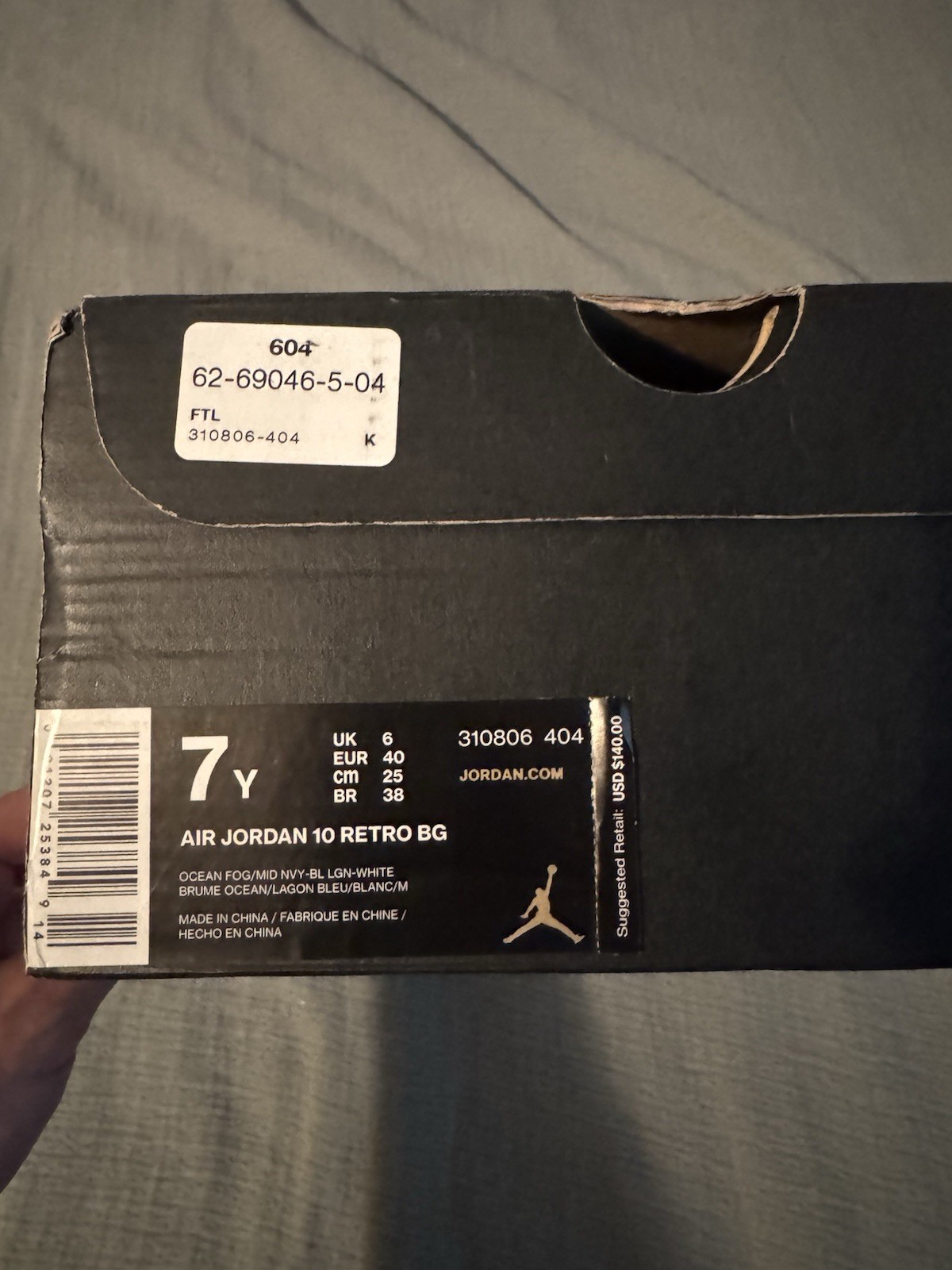 Jordan Air Jordan 10 Retro BG “LA” Ocean Fog Blue/White 7Y Sneaker 310806-404