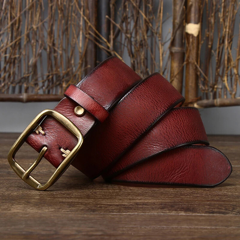 3.8CM Thick Cowhide Genuine Leather Belt Jeans Belt for Men Retro Strap Cintos