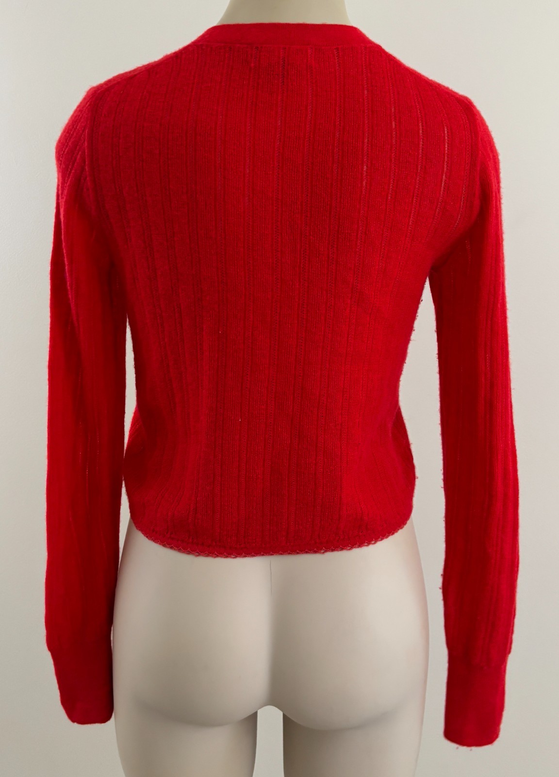 J CREW 100% CASHMERE Womens XS Red Orange Long Sleeve Button Sweater Cardigan