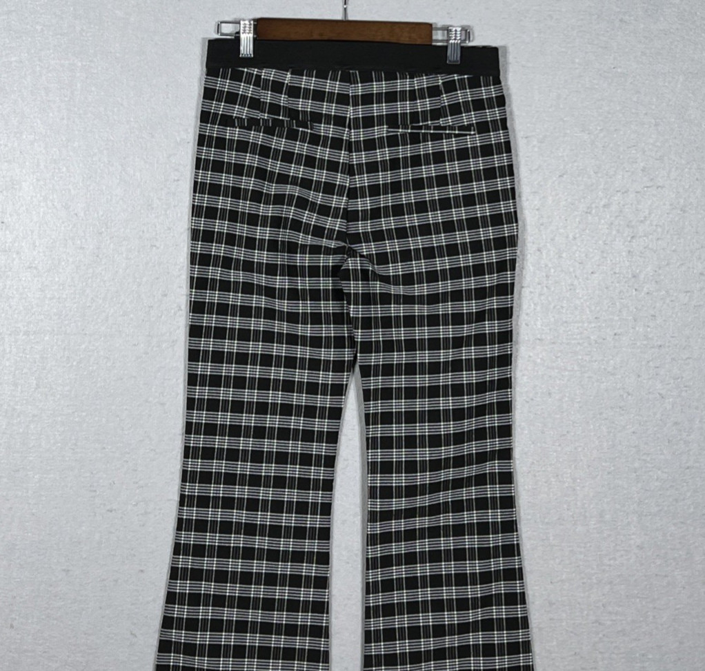 Sugar Rain Plaid Flare Pants Black White Checkered Pattern size L (W30 x L33.5)