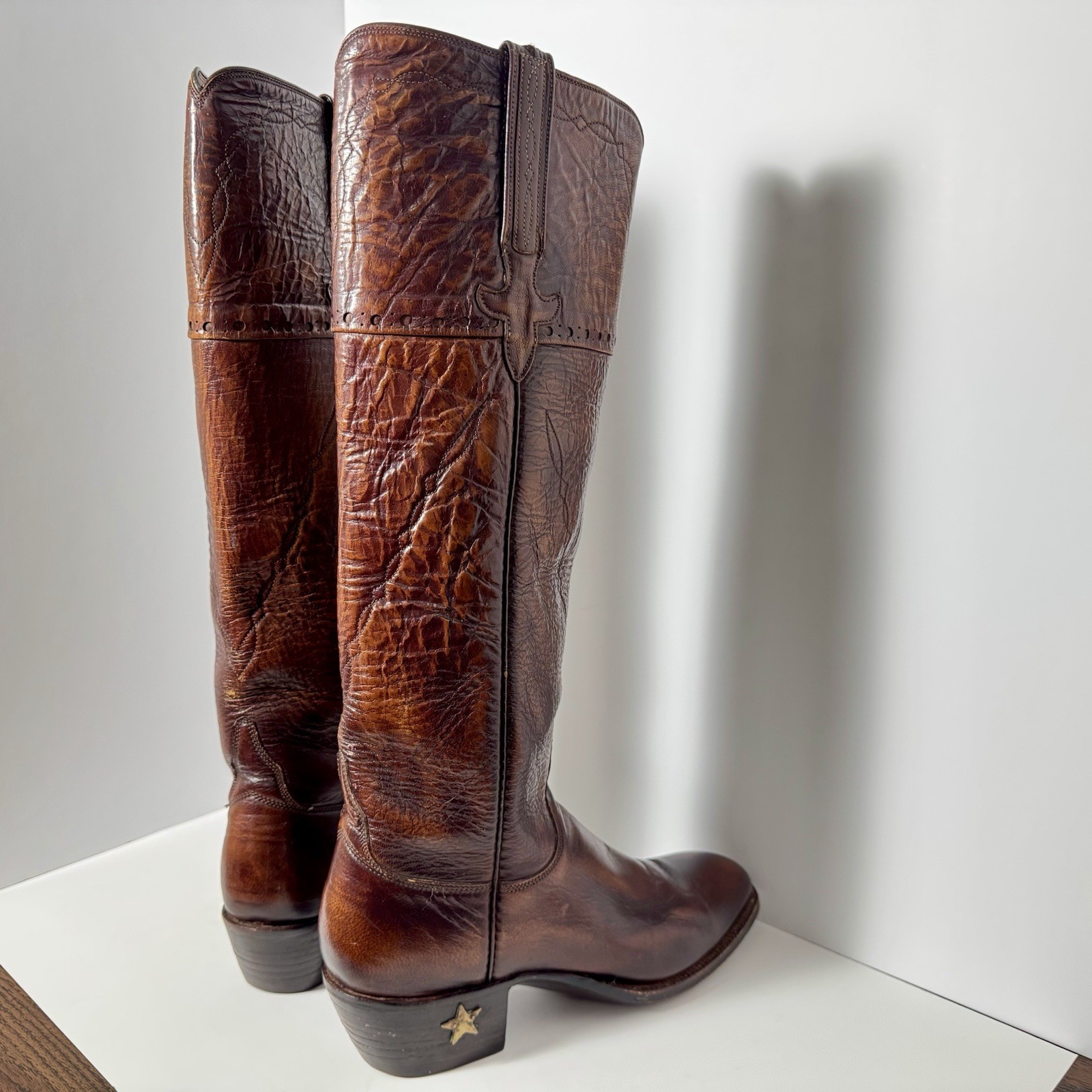 Lucchese 1883 Cutter Bill Cowgirl Boots 6.5A B/O Goat Leather Kennedy Pull On