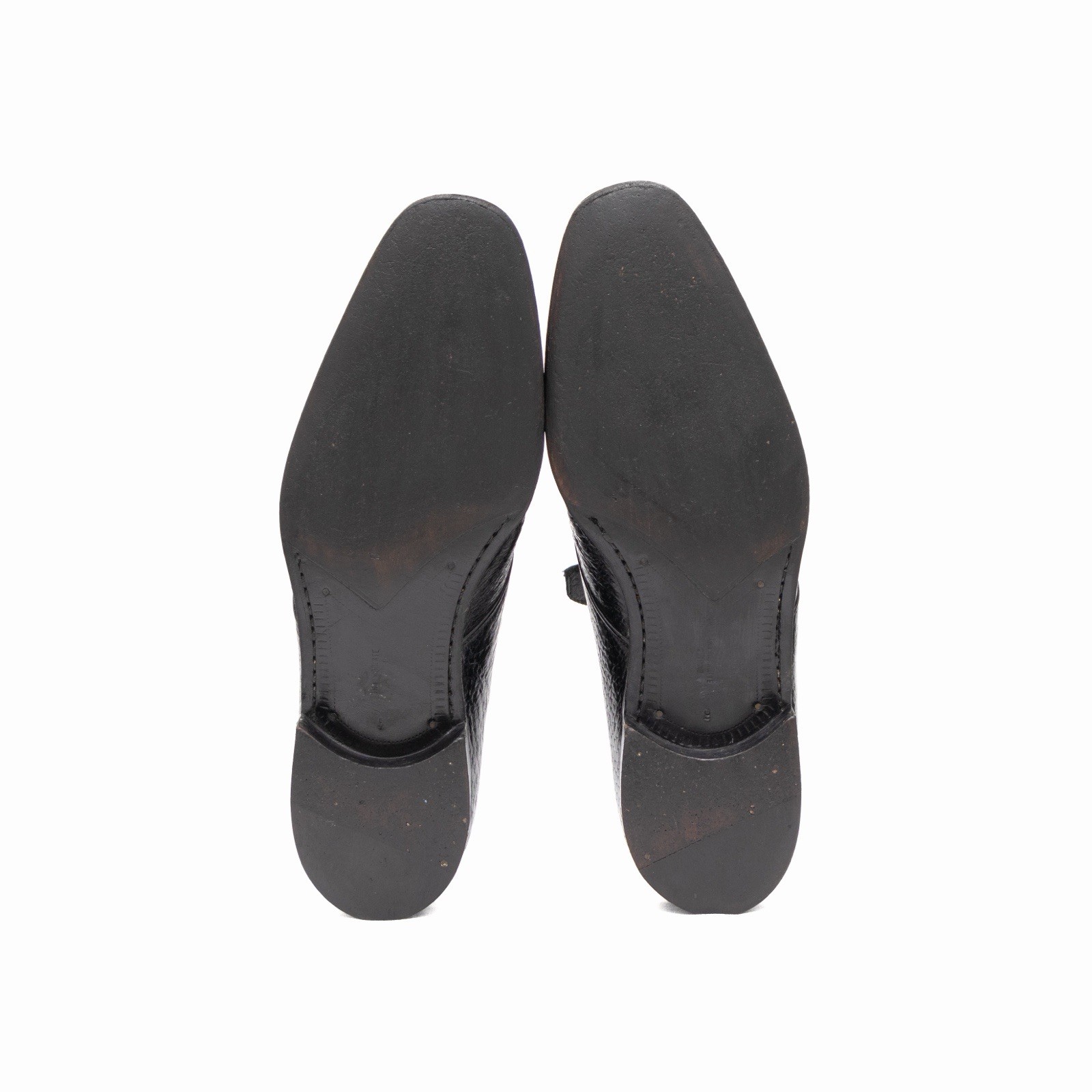 4.8k.$ ZILLI Men’s Blucher Derby Black Exotic Peccary Leather Handmade US 10