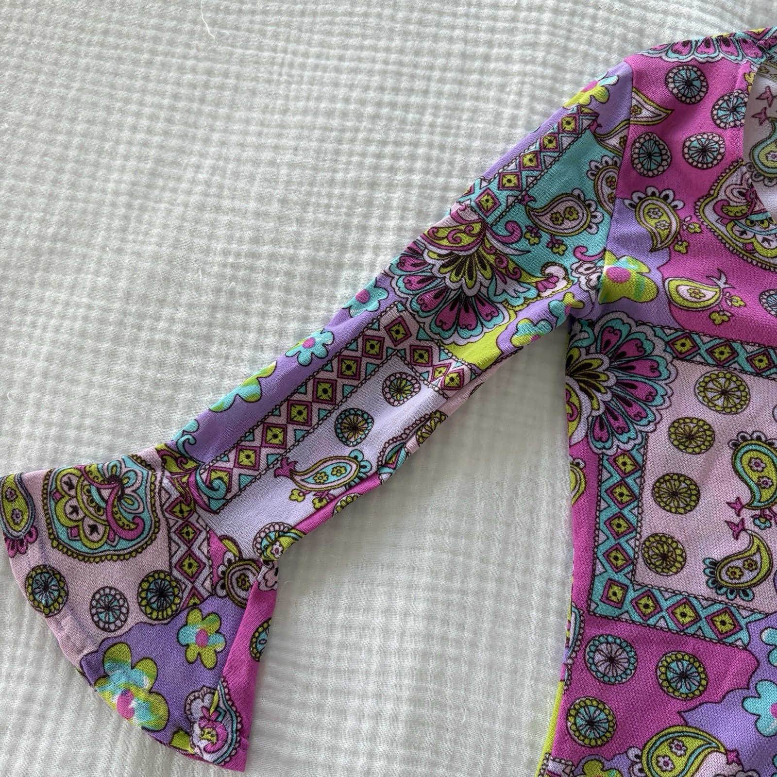 Morgan de Toi Top Vintage Y2K Purple Paisley Floral Mesh Small Women’s Festival