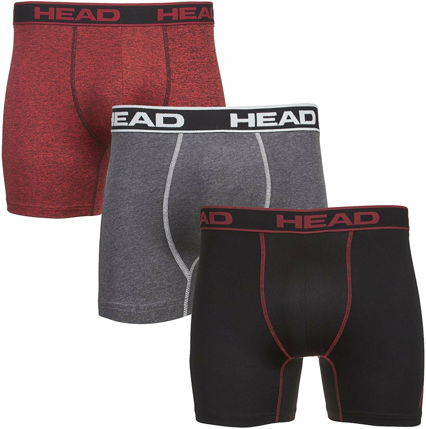 HEAD Mens Boxer Briefs -Performance or Cotton Stretch 12-Pack Tagless S-5XL