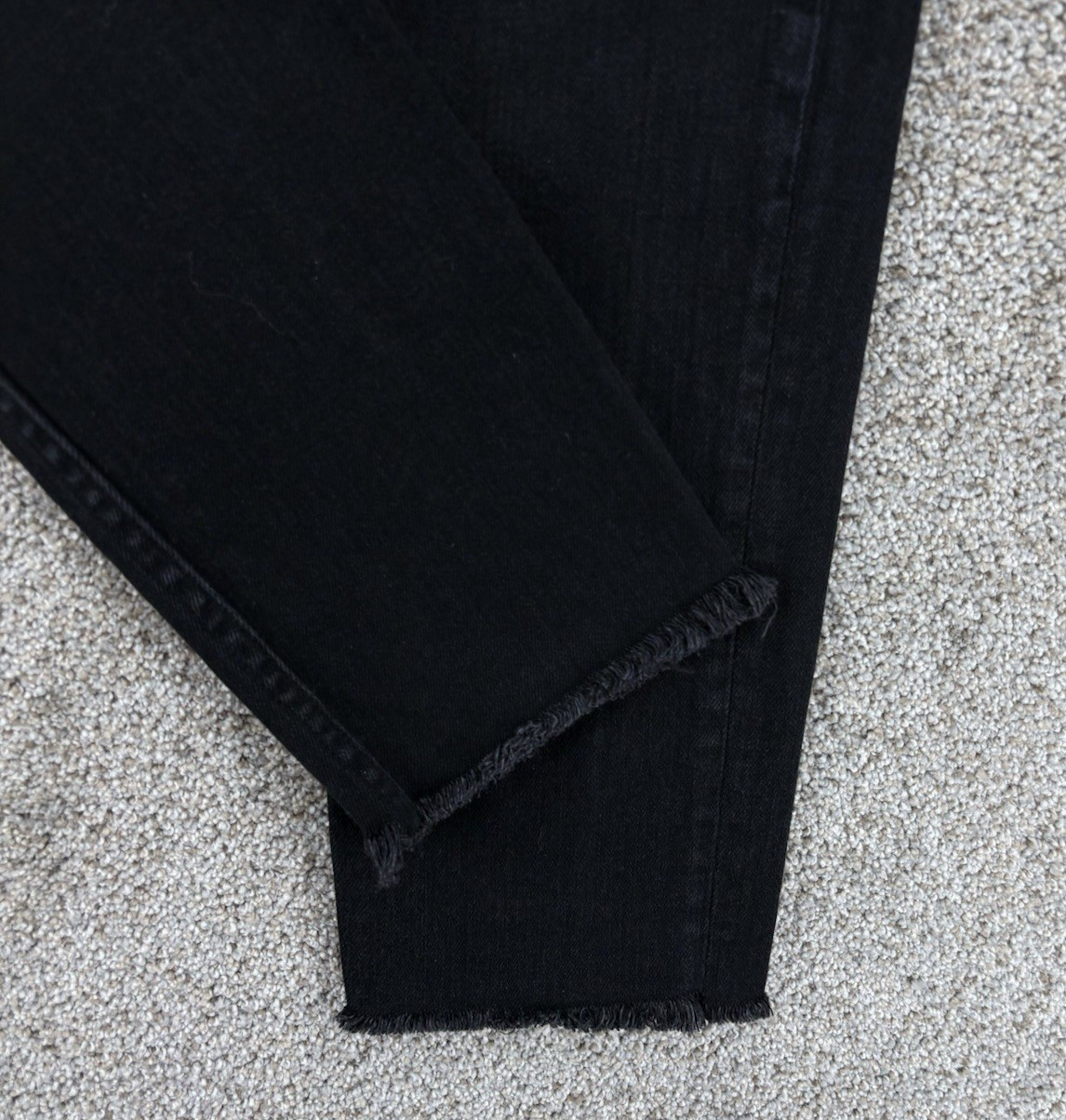 Rag & Bone Fit 1 Skinny Leg Denim Jeans Mens Size 30×28 Black Button Fly Raw Hem