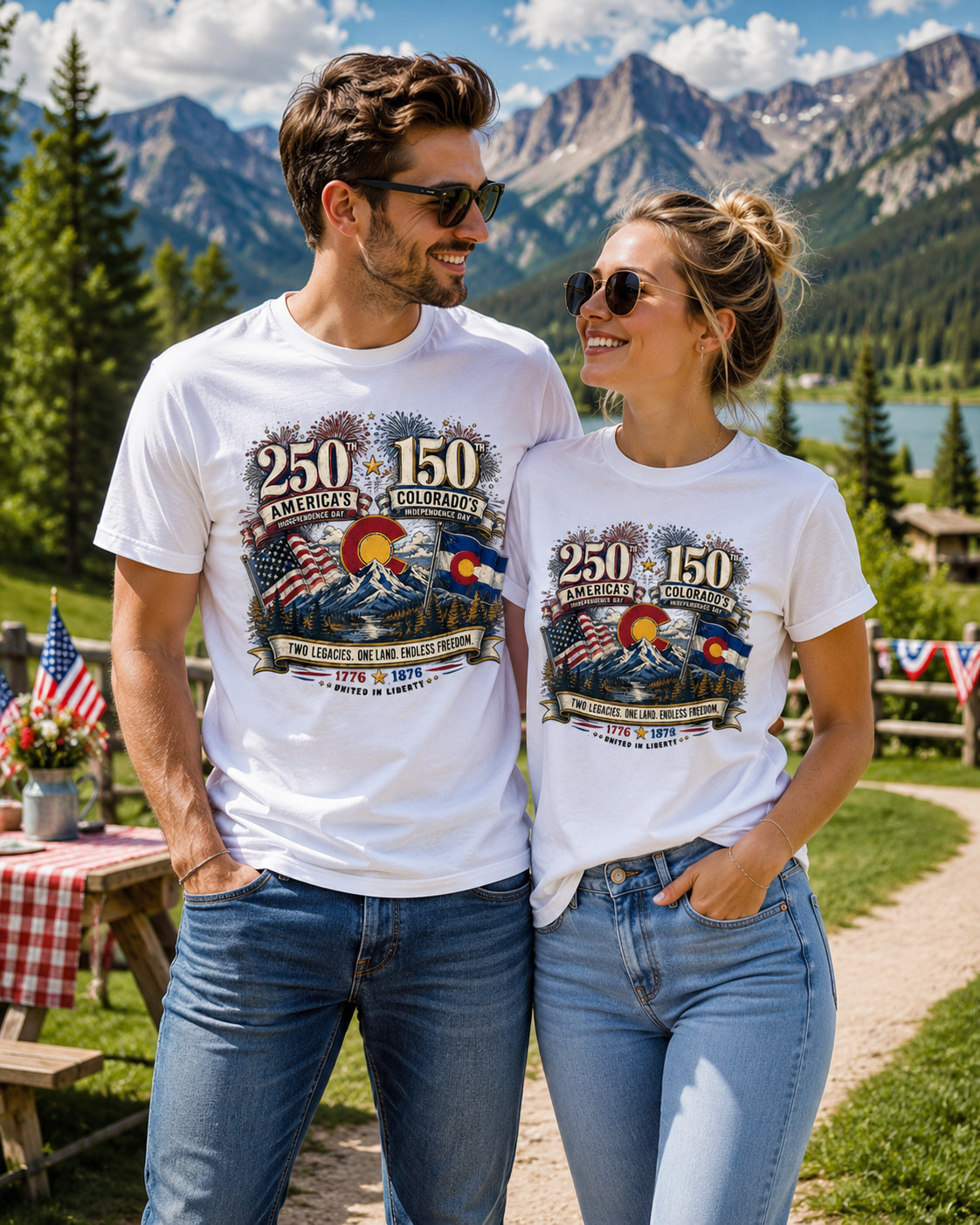 America 250 – Colorado 150 Commission Shirt 4th of July 1776 1876 USA Tee