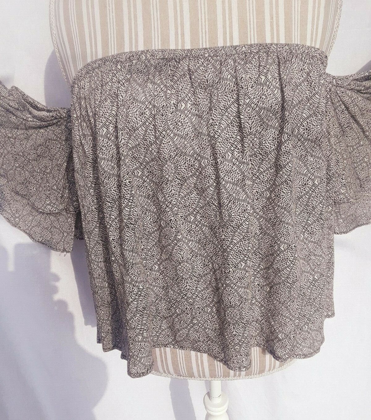 TA1-10 Dainty Hooligan bare shoulder 3/4 ruffled sleeve woman’s blouse