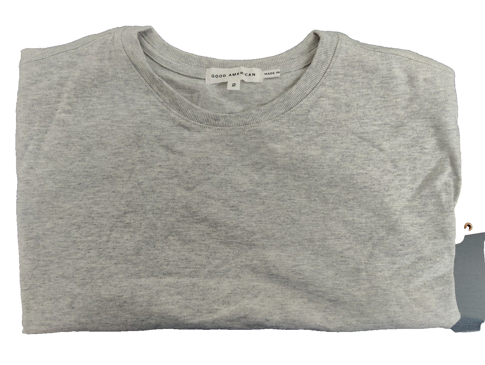 GOOD AMERICAN Womens Cropped Crewneck T-Shirt Heather Grey Diff Sizes