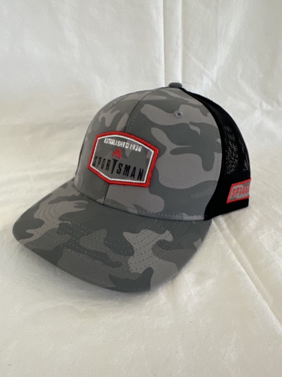 NWT Sportsman Traditional Lo-Pro Mesh Trucker Adjustable Strap Cap Hat Gray Camo