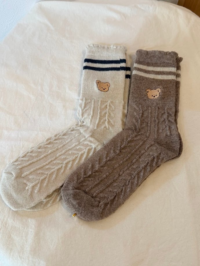 SOX Bear Embroidered Crew Socks Lot of 9 Pairs Soft Cute Women’s Socks