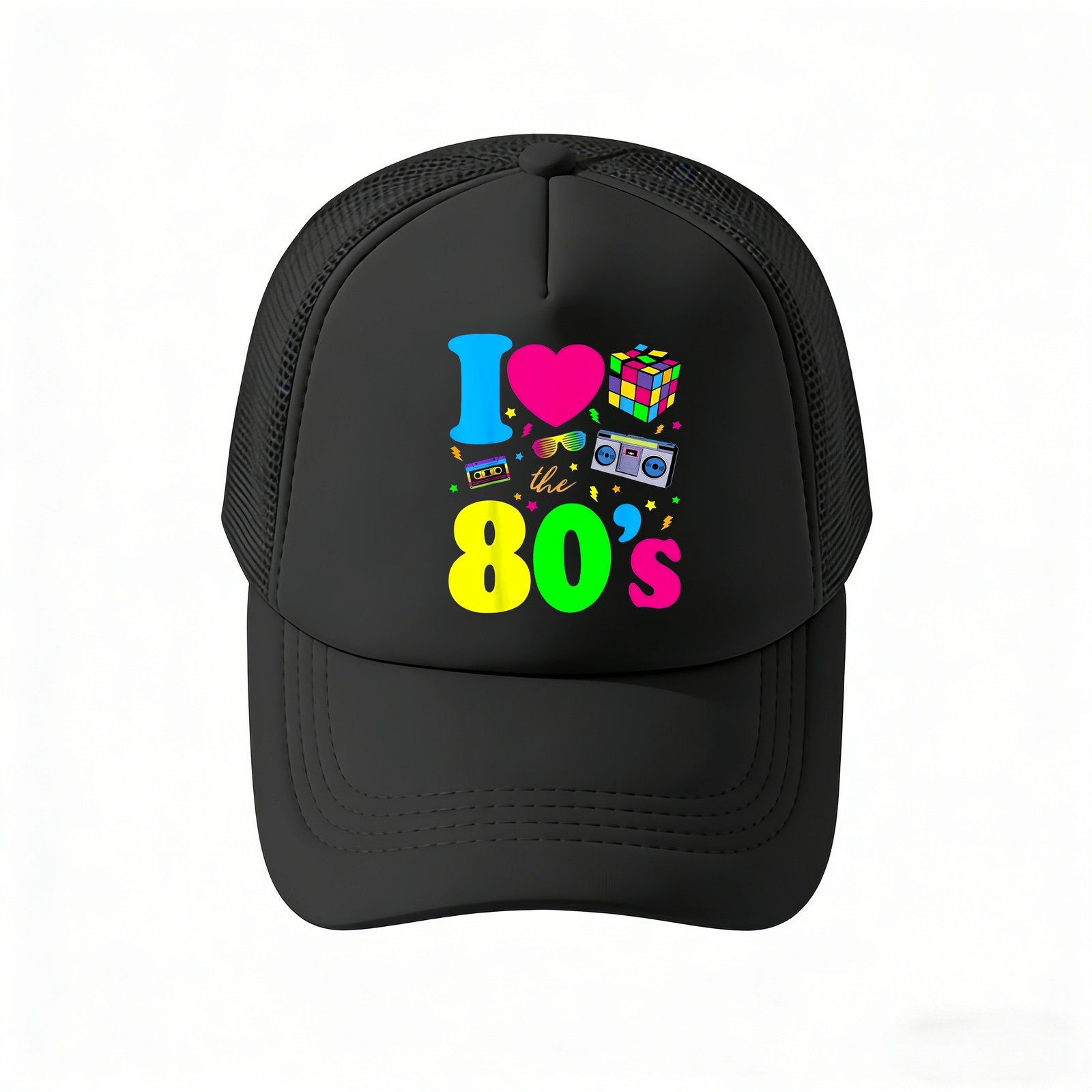 Custom Text Logo Trucker Hat Retro Black Mesh Snapback Personalized Gift Cap