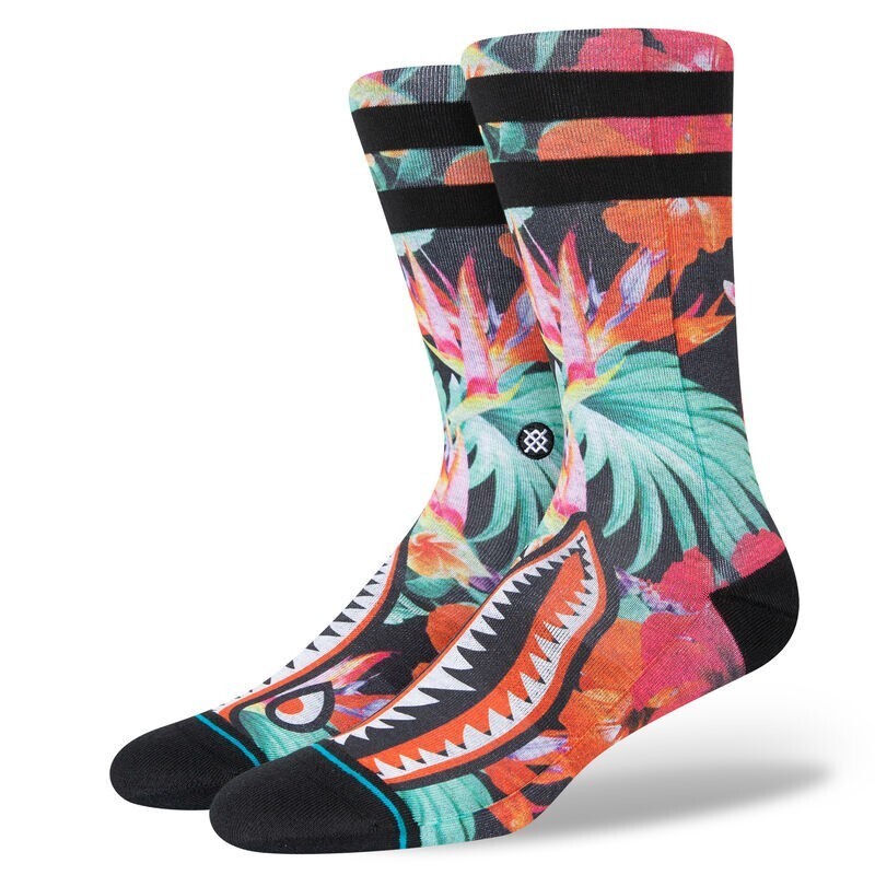 Stance Adult Black Crew Polyester Floral Jackson Dorian Casual Socks Sz M 6-8.5