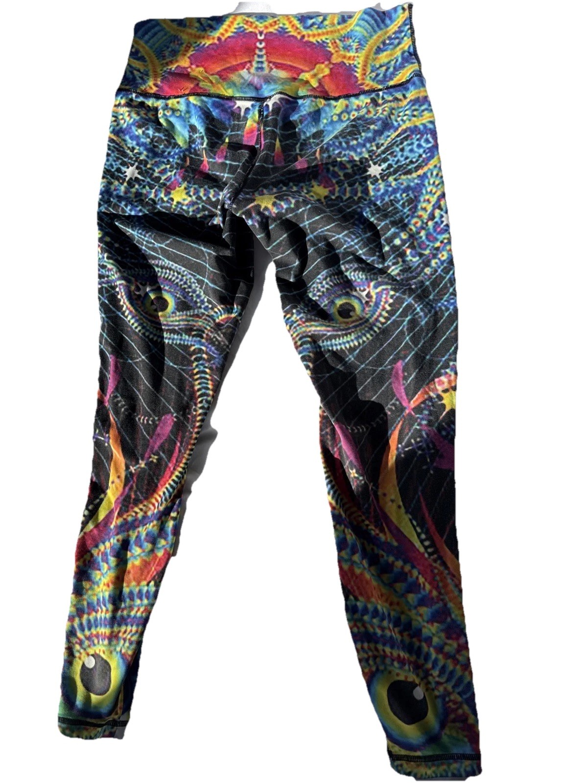 Psychedelic Multicolored, Printed Eyeball Octopus Leggings, Unisex Medium, Poly
