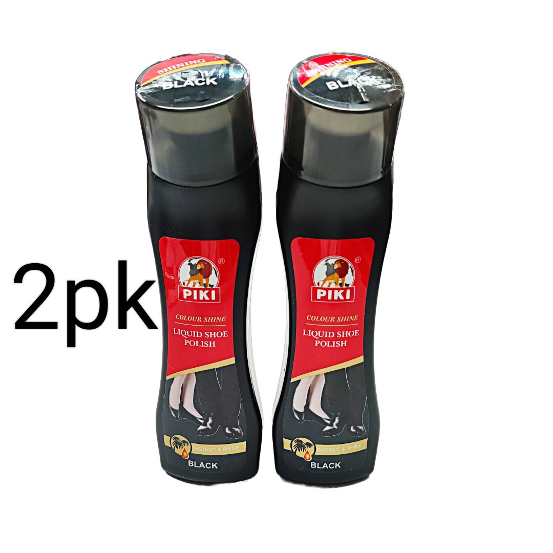 2 Bottles shoe polish liquid instant shine black 75ml each