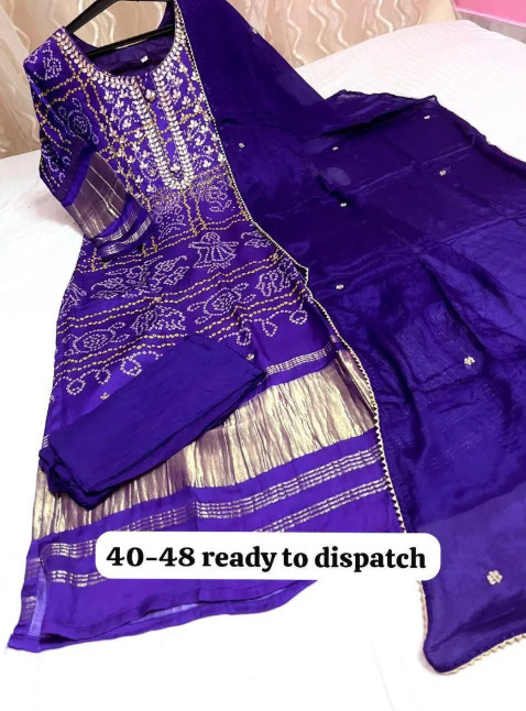 Premium Pure Gajji silk kurti with inner attached with Pure chinon silk Dupatta
