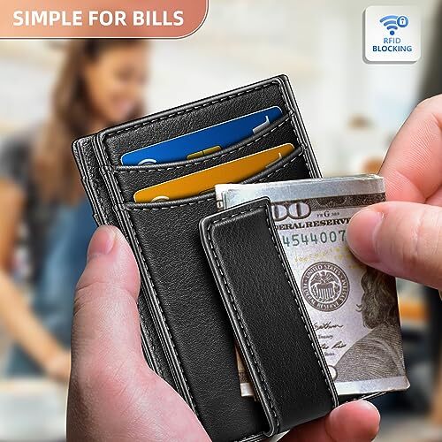 Men Wallet Airtag&Standard Use, Slim Wallet Money Clip Credit Card Holder Top