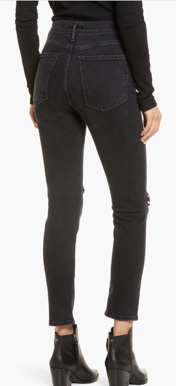 AGOLDE Nico Distressed High Waist Ankle Skinny Jean in Cassette size 24
