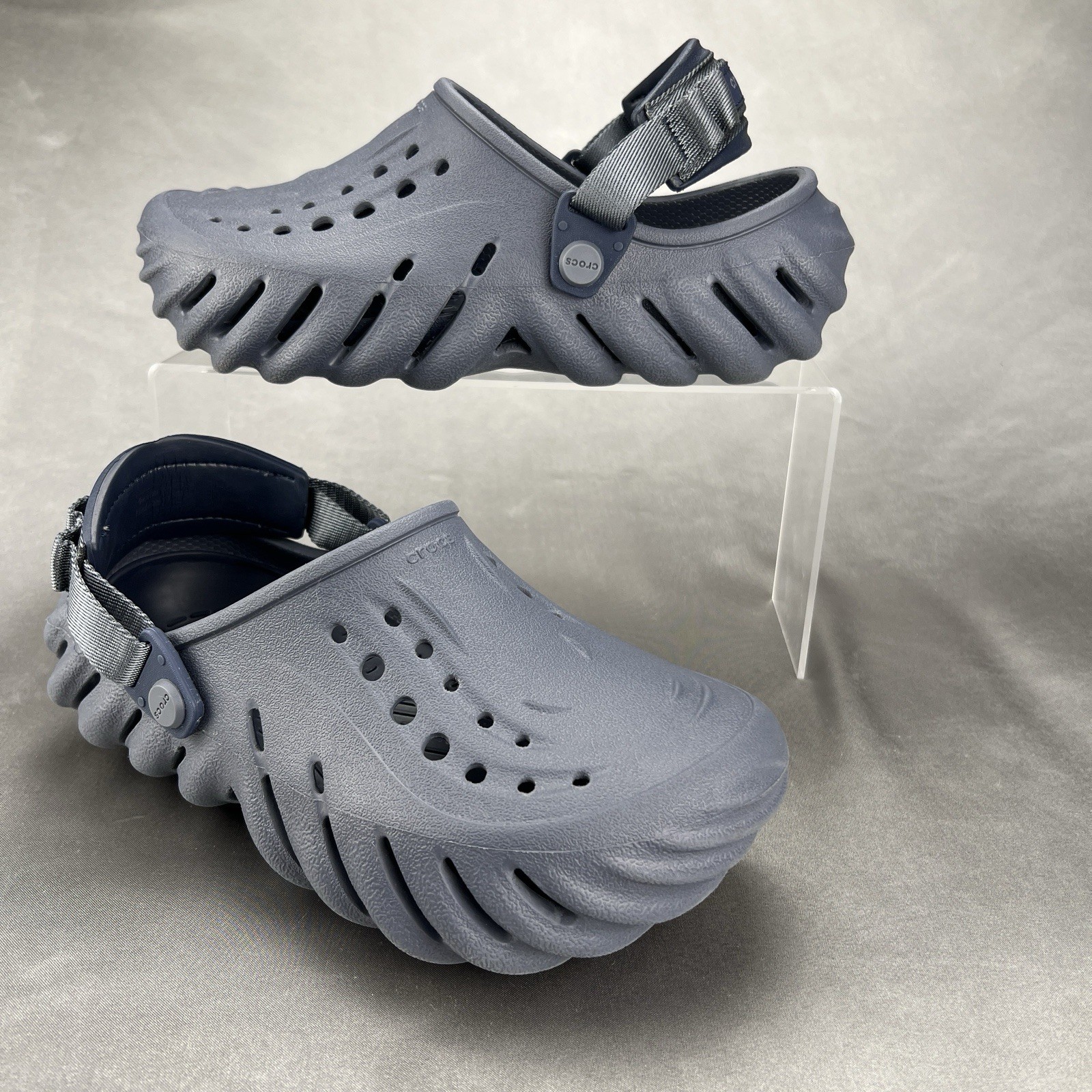 Crocs Echo Clog Concrete Slip On Shoes Men 4 Women 6 Unisex Summer Beach Worn 1x