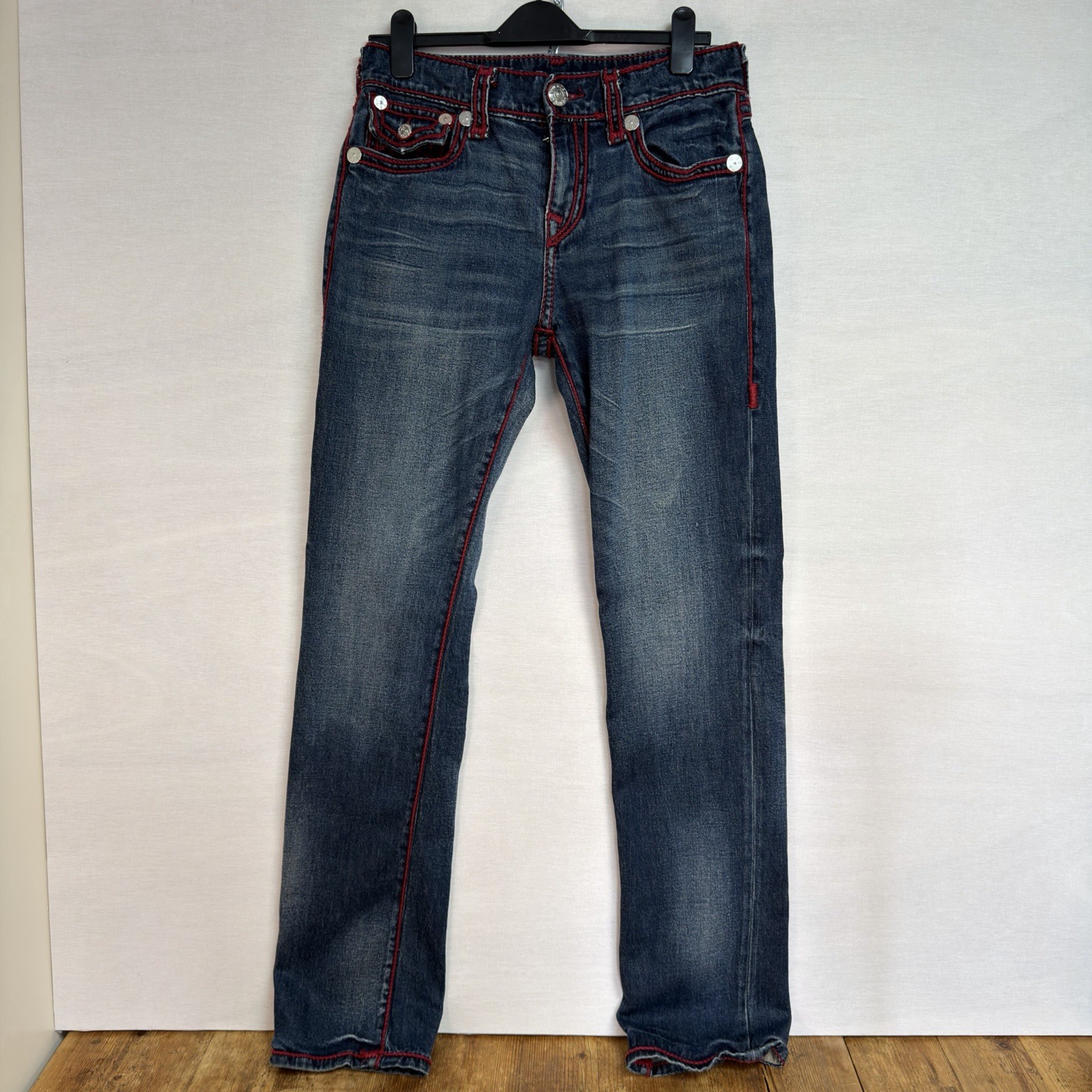 True Religion Men’s Ricky Relaxed Straight Jeans Red Rope Stiching