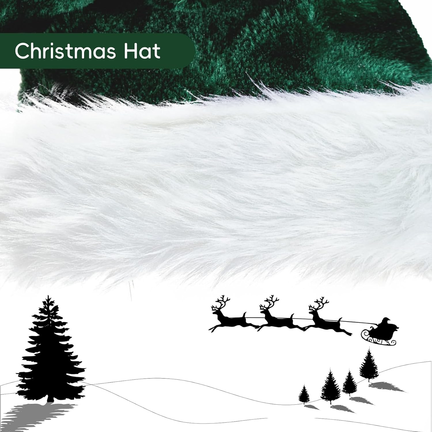 Christmas Santa Hat for Adults, Velvet Hats Plush Green
