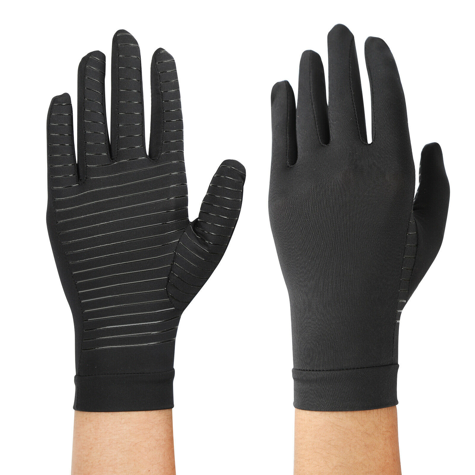 2 Pairs Copper Compression Gloves Finger Support Anti Arthritis Hand Pain Relief