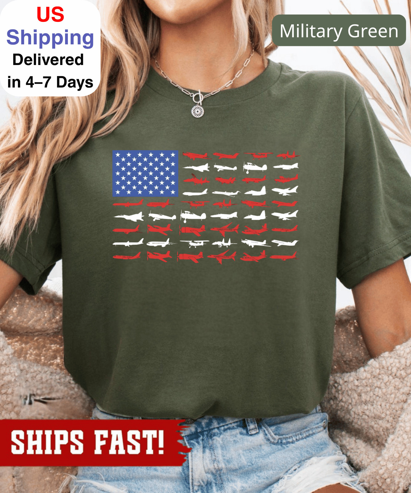 American Flag Airplanes Shirt: Patriotic Aviation Gift, 4th Of July Tee, Indepen