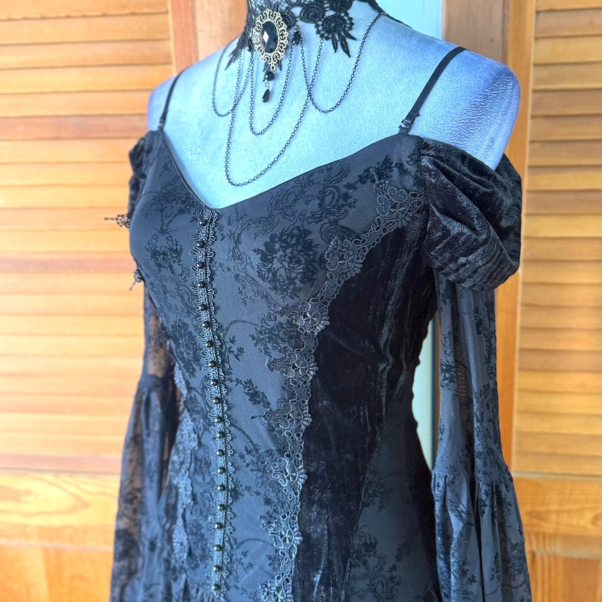 Dark In Love Gothic Victorian Dark Fairycore Black Rose Fairy Lace Mini Dress L