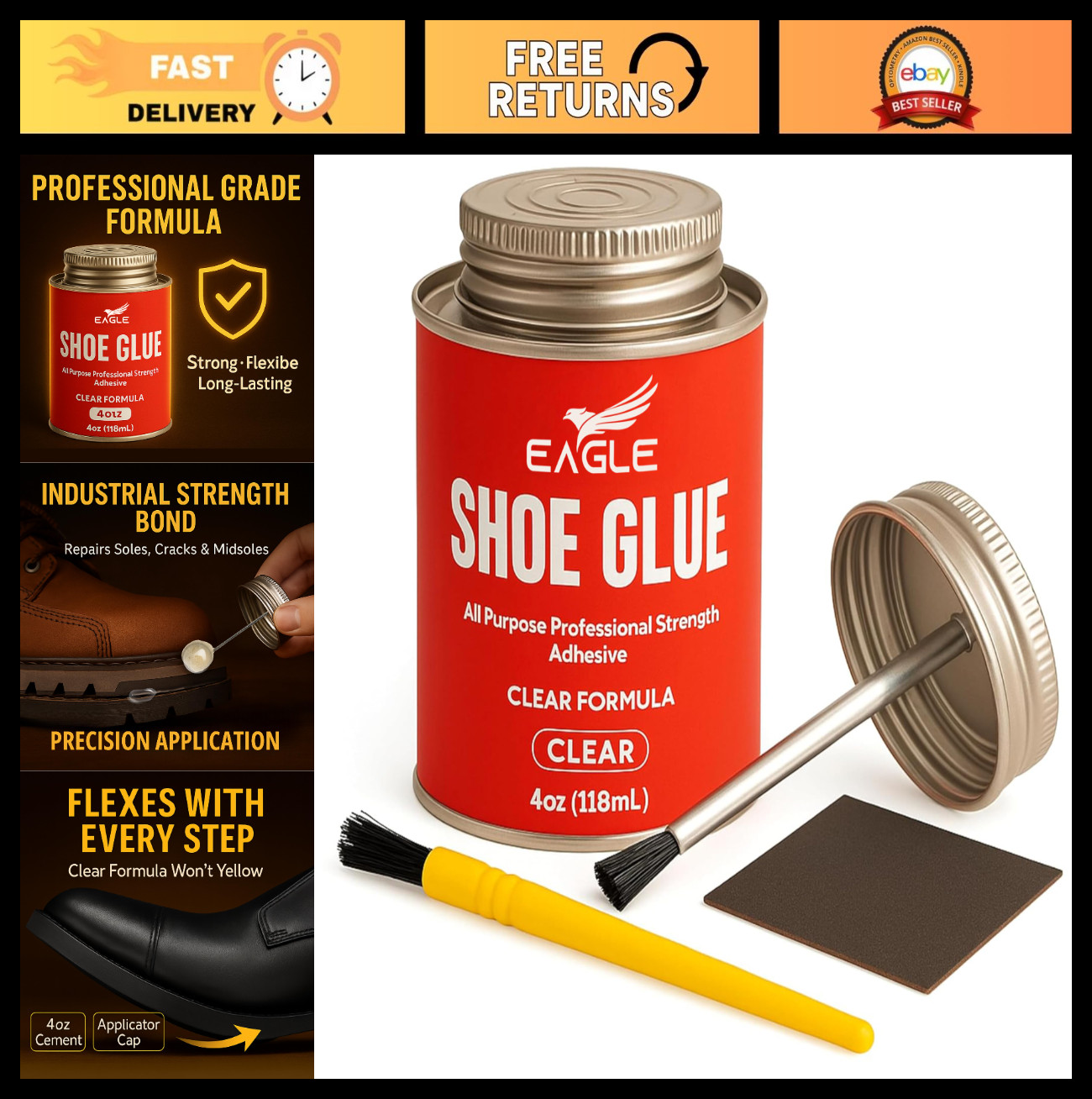 Heavy Duty Shoe Sole Glue – Waterproof Adhesive for Sneakers, Boots & Rubber Sol