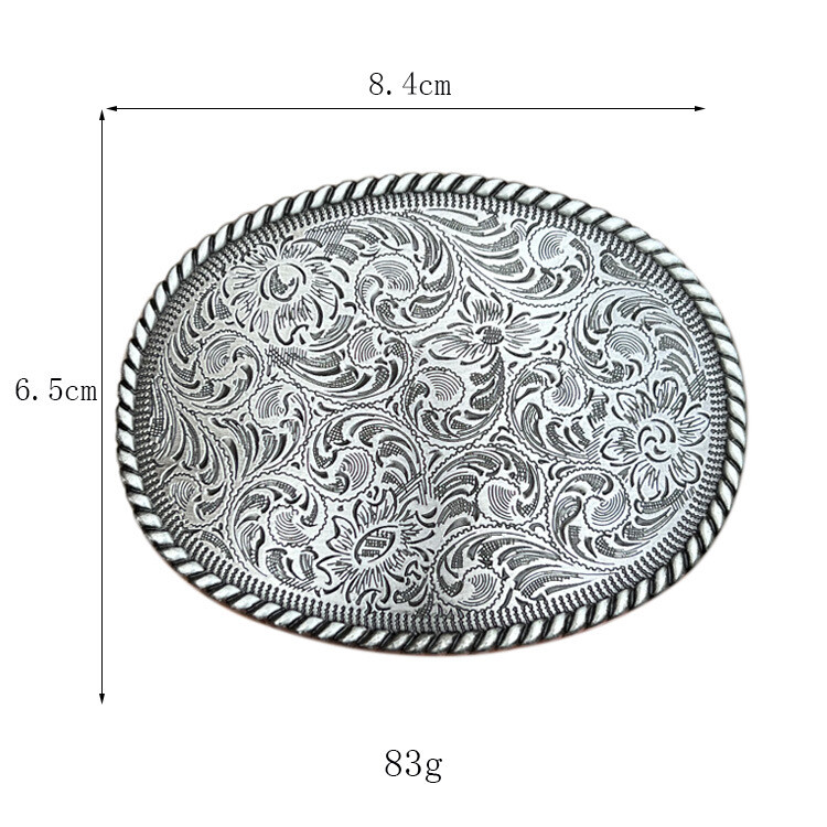 Silvery Belt Engraved Oval Antique Copper Finish Western Cowboy Belt Buckle US